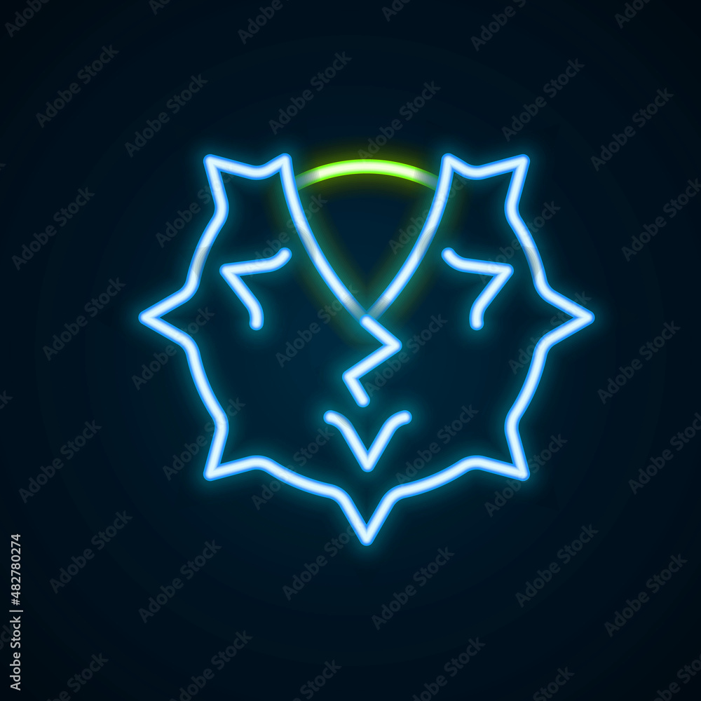 Glowing neon line Chestnut icon isolated on black background. Barbed and strong chestnut. Colorful outline concept. Vector Glowing neon line Chestnut icon isolated on black background. Barbed and strong chestnut. Colorful outline concept. Vector