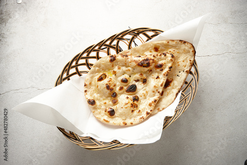 Naan bread dish on table photo