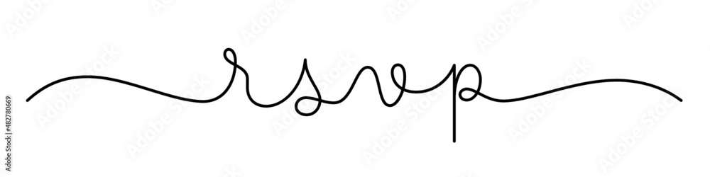 RSVP black vector monoline calligraphy banner with swashes RSVP black vector monoline calligraphy banner with swashes