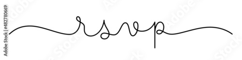 RSVP black vector monoline calligraphy banner with swashes