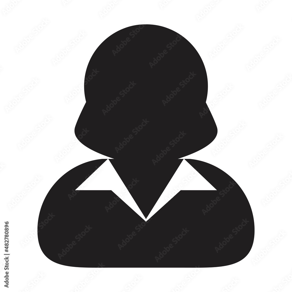 Supervisor icon vector female user person profile avatar symbol for business in a flat color glyph pictogram sign illustration