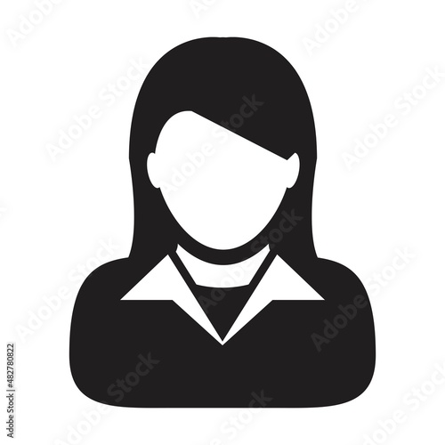 Admin icon vector female user person profile avatar symbol for business in a flat color glyph pictogram sign illustration