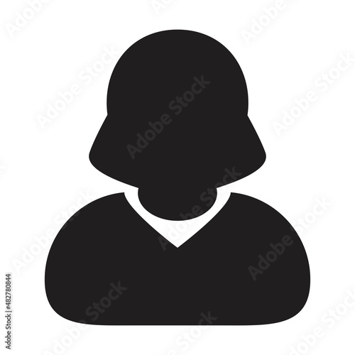 Profile icon vector female user person avatar symbol for business in a flat color glyph pictogram sign illustration