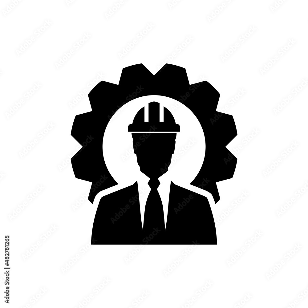 Worker gear logo icon isolated on white background Worker gear logo icon isolated on white background