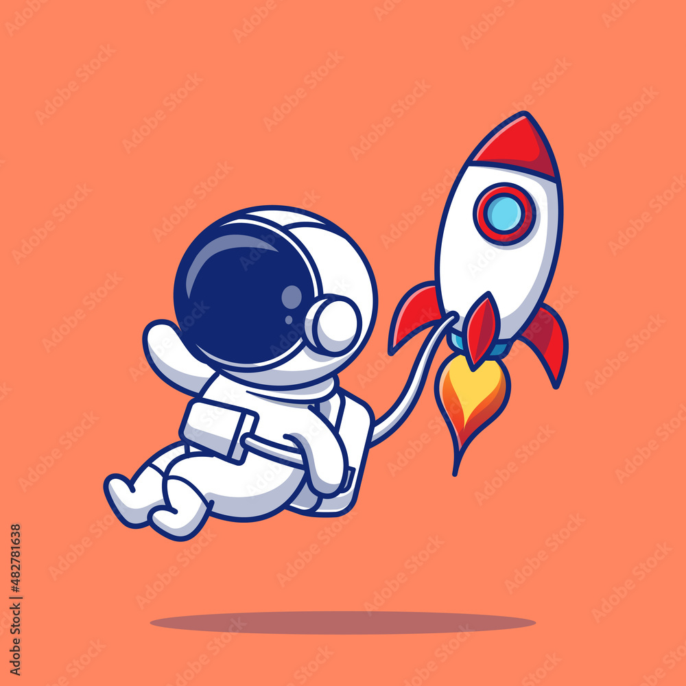 Cute Astronaut Flying With Rocket Cartoon Vector Icon Illustration. People  Science Icon Concept Isolated Premium Vector. Flat Cartoon Style Stock  Vector | Adobe Stock