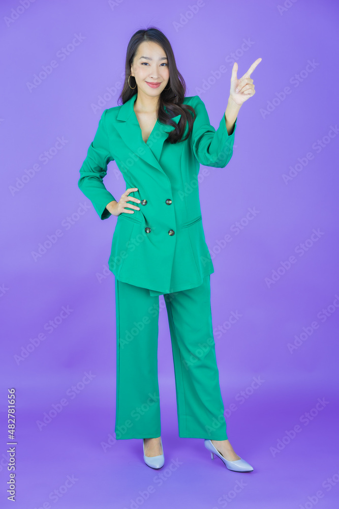 Portrait beautiful young asian woman smile with action Portrait beautiful young asian woman smile with action