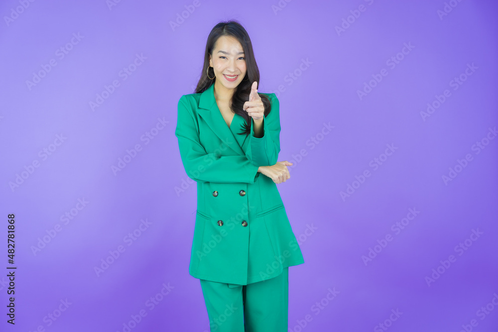 Portrait beautiful young asian woman smile with action Portrait beautiful young asian woman smile with action