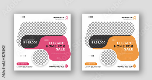 Business real estate social media post square flyer banner template