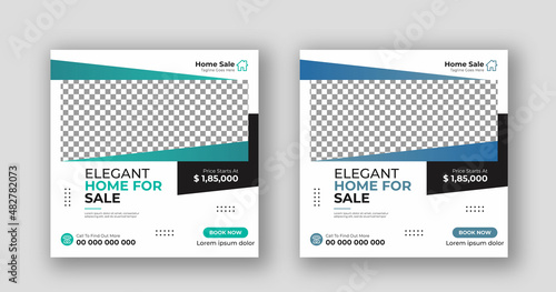 Business real estate social media post square flyer banner template © Md Rashed Hasan