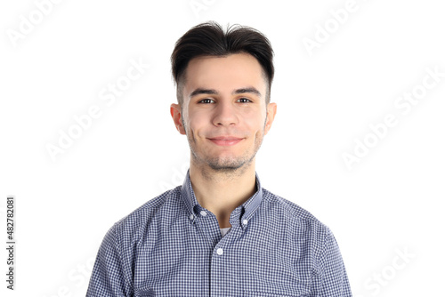 Attractive guy in shirt isolated on white background