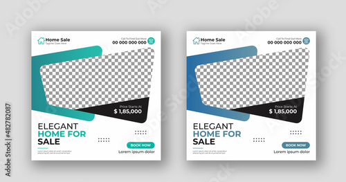 Business real estate social media post square flyer banner template