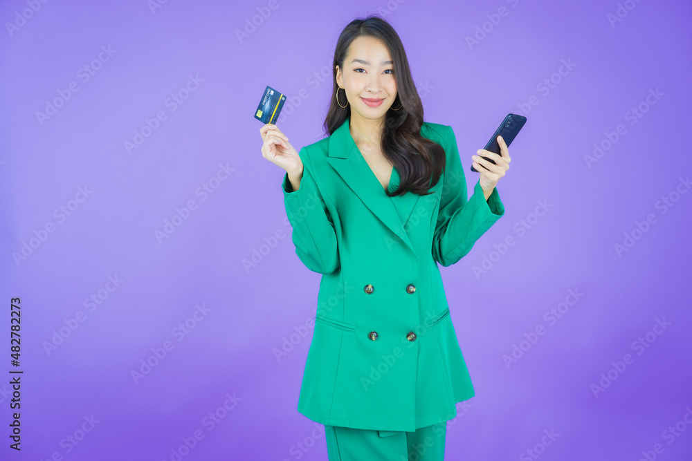Portrait beautiful young asian woman smile with credit card Portrait beautiful young asian woman smile with credit card