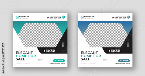 Business real estate social media post square flyer banner template