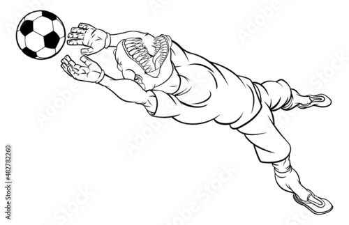 Dinosaur Soccer Football Player Sports Mascot