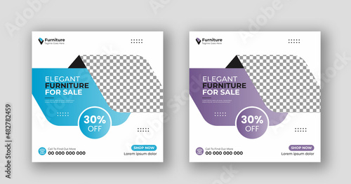 Business social media post square flyer furniture sale banner template