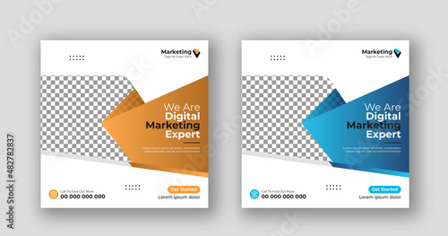 Business social media post square flyer Digital marketing banner template