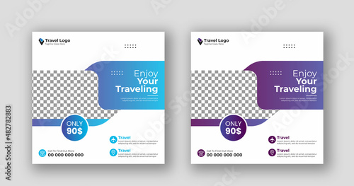 Business social media post square flyer travel banner template