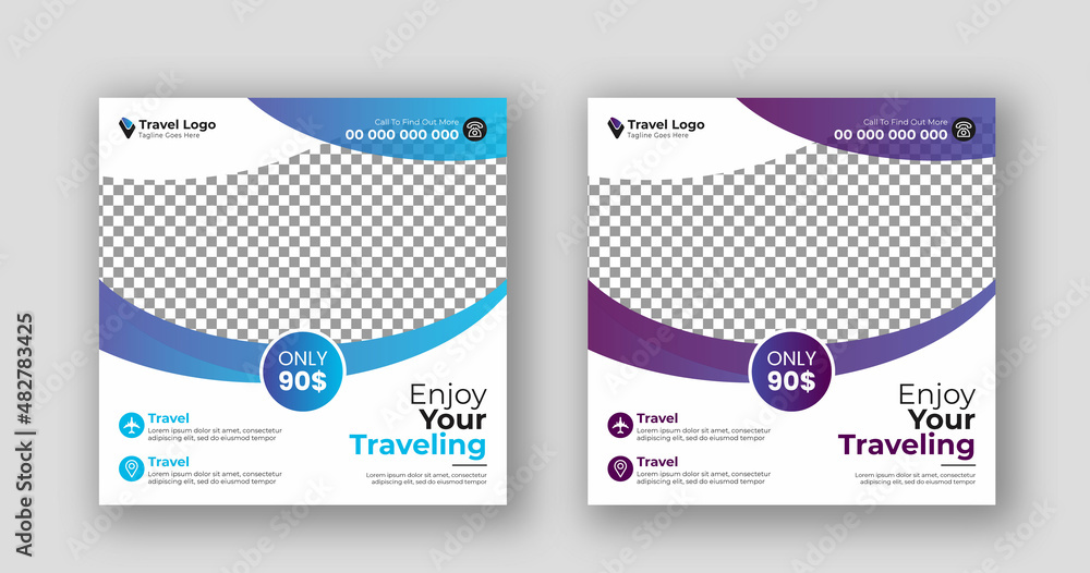 Business social media post square flyer travel banner template Business social media post square flyer travel banner template
