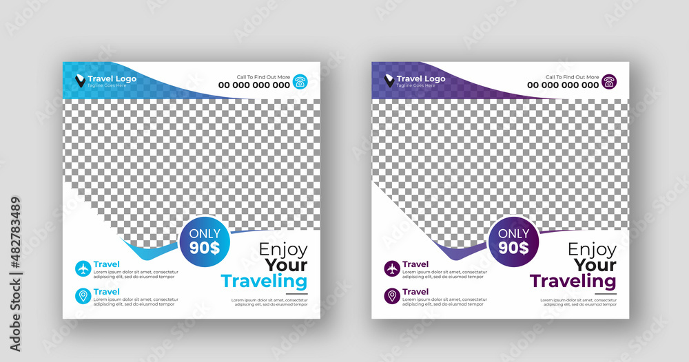 Business social media post square flyer travel banner template Business social media post square flyer travel banner template