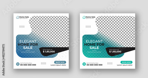 Business real estate social media post square flyer banner template