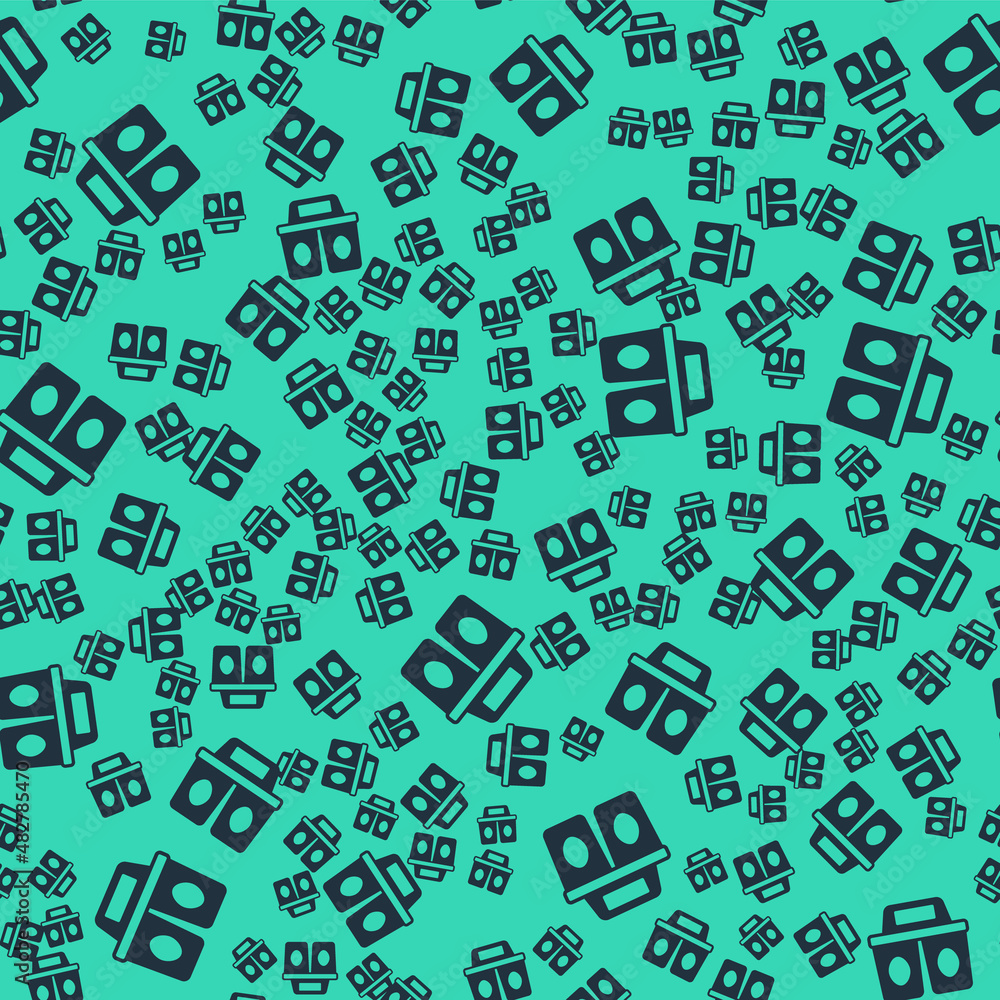Obraz premium Black Coffee cup to go icon isolated seamless pattern on green background. Vector