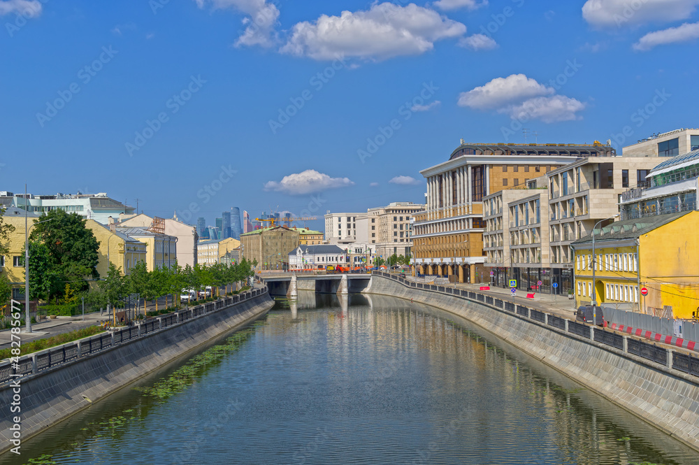 Embankment on the Vodootvodny channel. Zamoskvorechye, Moscow, Russia.