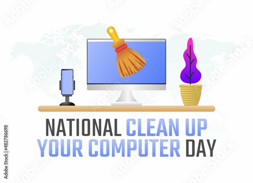 vector graphic of national clean up your computer day good for national clean up your computer day celebration. flat design. flyer design.flat illustration.
