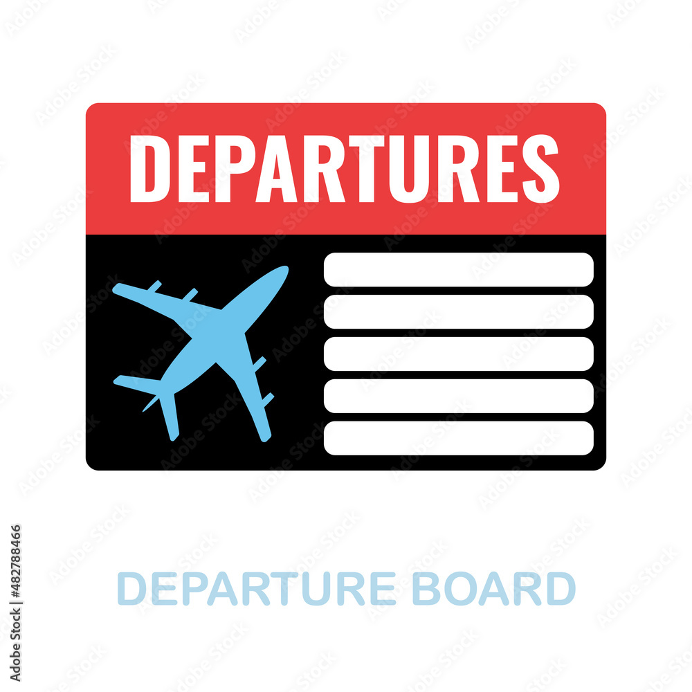 Departure Board flat icon. Colored element sign from airport collection. Flat Departure Board icon sign for web design, infographics and more.