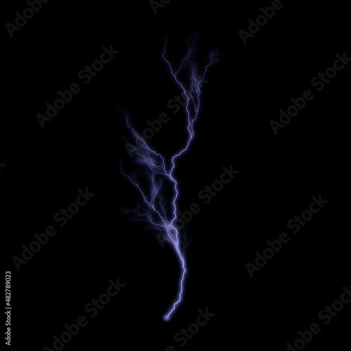 Lightnings, thunderbolt strikes during storm at night.