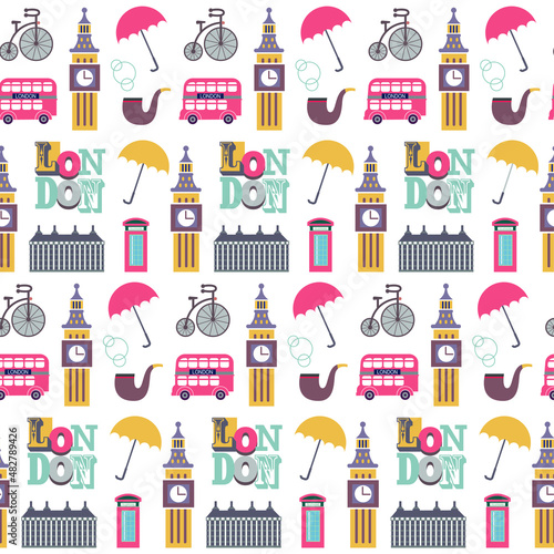 London street vector seamless pattern