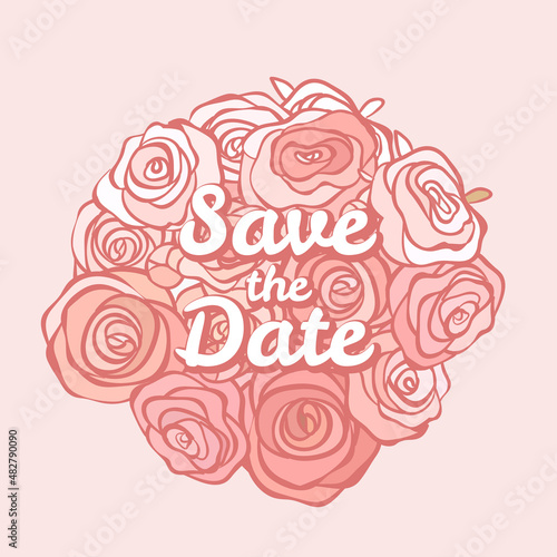 Bridal bouquet of pink roses isolated on white