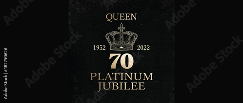 Stampa su tela Banner design for the Queen's Platinum Jubilee celebration of 70 years as queen of the United Kindgdom