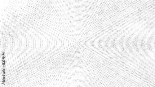 White And Grey Halftone Dotted Backdrop. Abstract Circular Retro Pattern. Pop Art Style Background. Silver Explosion Of Confetti. Digitally Generated Image. Vector Illustration, Eps 10. 