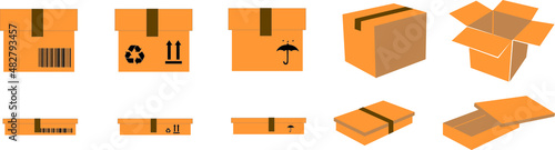 Set Different Types Big, Small, Round or Square for Web and App. Vector illustration of Box
