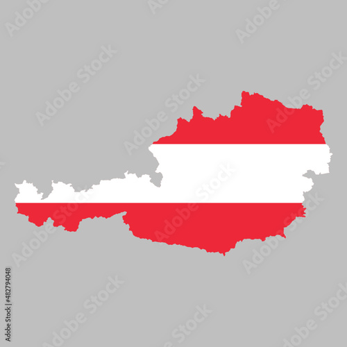 Austria flag inside the Austrian map borders vector illustration 
