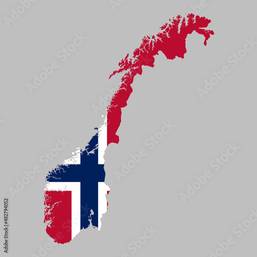 Norway flag inside the Norwegian map borders vector illustration 