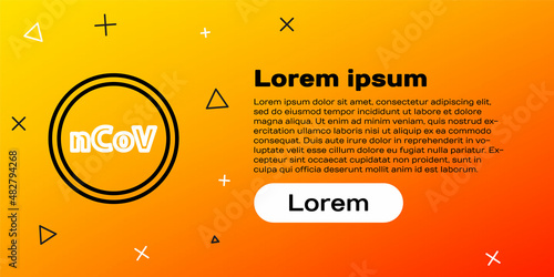 Line Corona virus 2019-nCoV icon isolated on yellow background. Bacteria and germs, cell cancer, microbe, fungi. Colorful outline concept. Vector Illustration