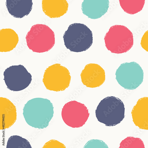 Seamless vector pattern with polka dots. Great for baby clothes, fabrics, prints, wallpapers and other surfaces.