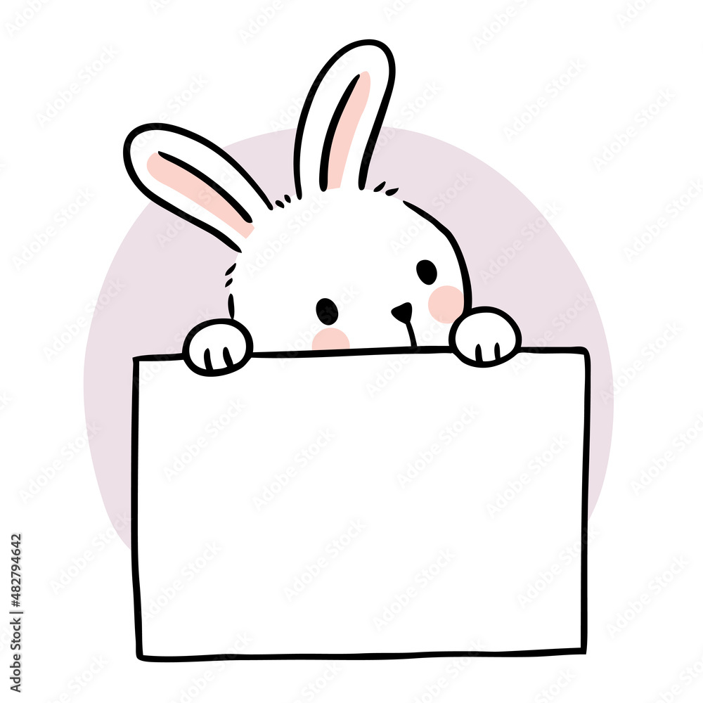 Cartoon cute little bunny and paper box vector. Cartoon cute little bunny and paper box vector.