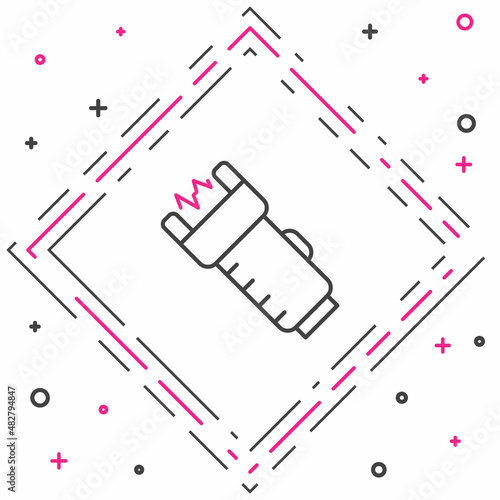 Line Police electric shocker icon isolated on white background. Shocker for protection. Taser is an electric weapon. Colorful outline concept. Vector