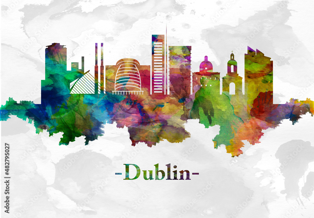 Naklejka premium Dublin Ireland skyline