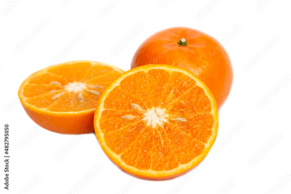 Fresh juicy orange fruit set over white background - tropical orange fruit for background use Fresh juicy orange fruit set over white background - tropical orange fruit for background use