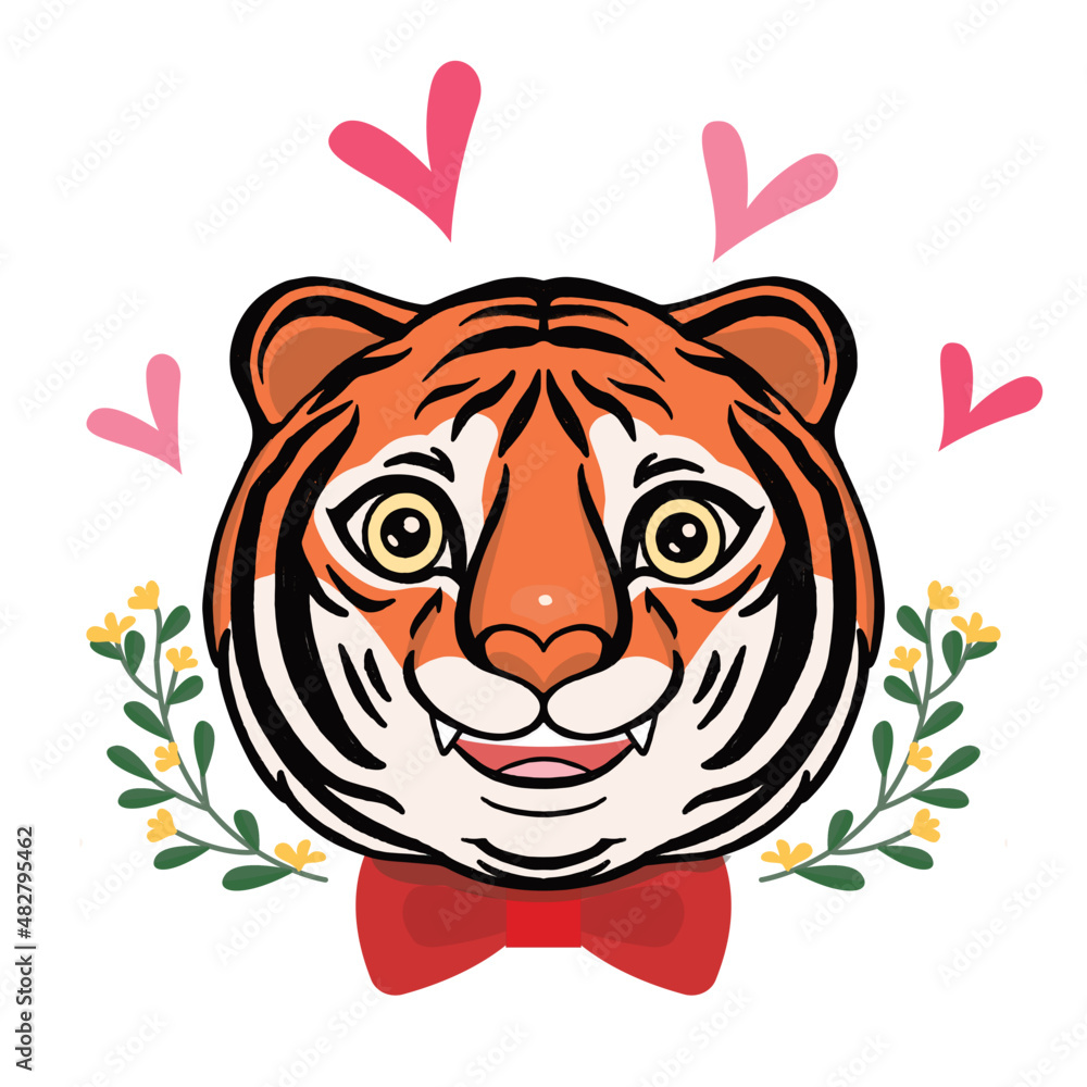 tiger head vector in love.