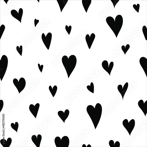 Heart pattern. seamless pattern. Simple repeating texture with chaotic hearts. 
