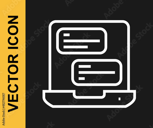 White line Taxi mobile app icon isolated on black background. Mobile application taxi. Vector