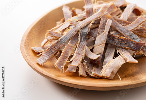 Dried squid on a white background