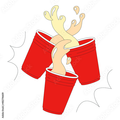 Party cups vector illustration in line filled design