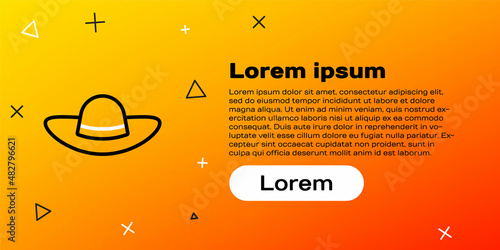 Line Elegant women hat icon isolated on yellow background. Colorful outline concept. Vector