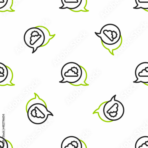 Line Location cloud icon isolated seamless pattern on white background. Vector