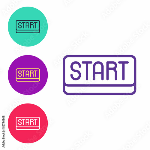 Set line Ribbon in finishing line icon isolated on white background. Symbol of finish line. Sport symbol or business concept. Set icons colorful. Vector